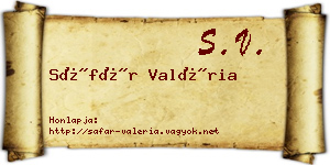 Sáfár Valéria névjegykártya
