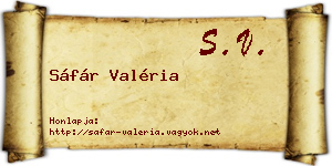 Sáfár Valéria névjegykártya